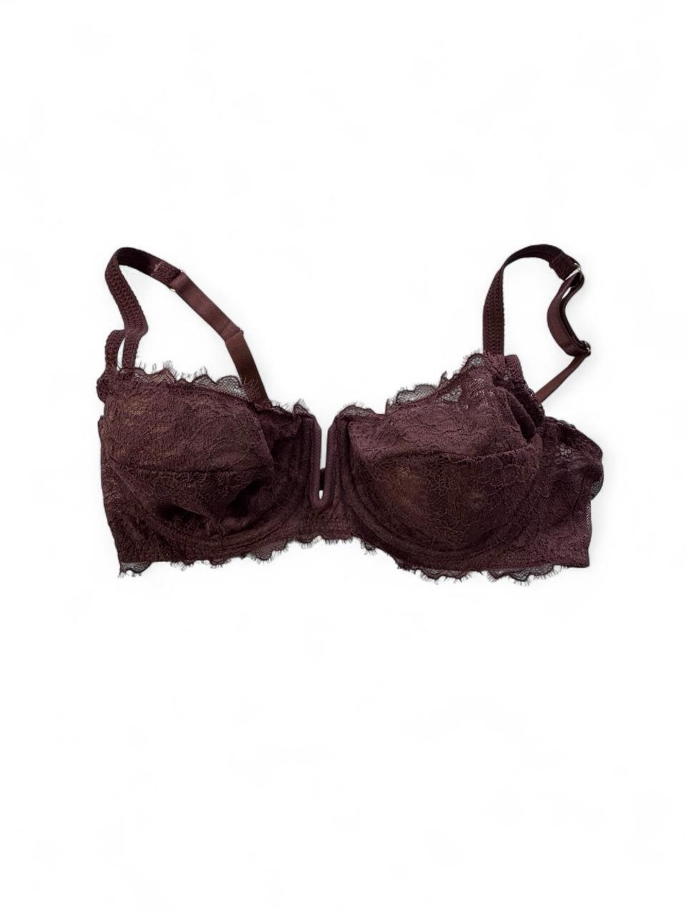 Auden Burgundy Lace Balconette Underwire Bra 36B Romantic Coquette Lace Boudoir